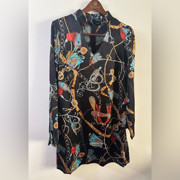 Brave Soul Black Dress with Colorful Chain Print - Picture 1 of 5